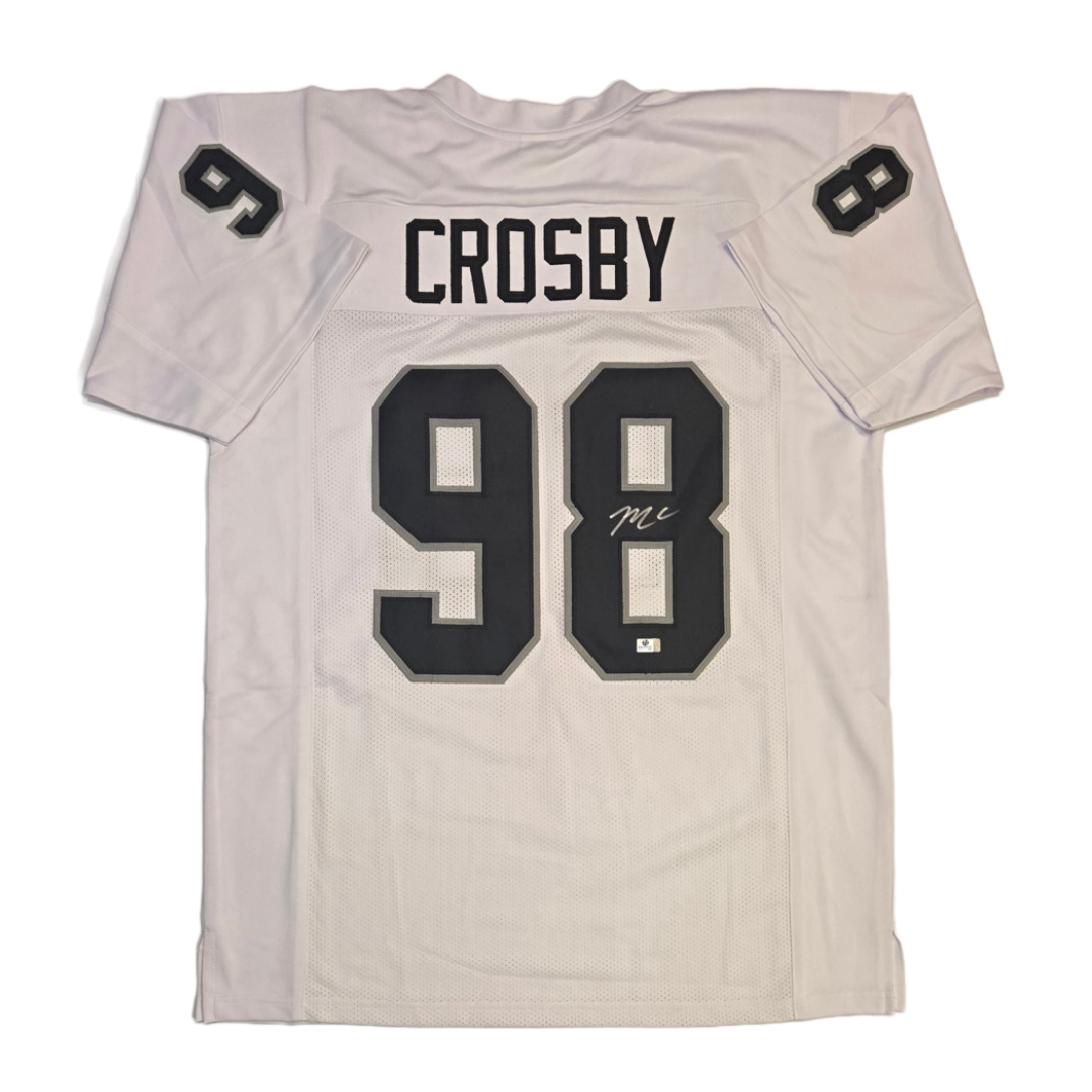 Maxx Crosby Las Vegas Raiders Autographed Custom White Football Jersey coa (XL)