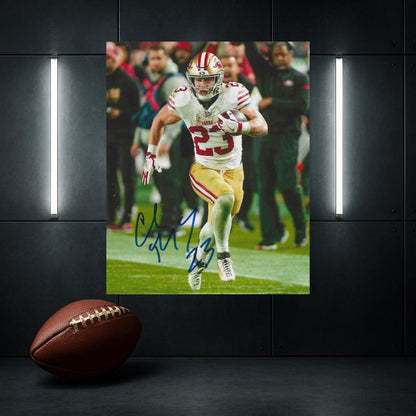 Christian McCaffrey San Francisco 49ers printed signature-style 8x10 photo art reprint design 1, product image 4 of 4; not hand-autographed