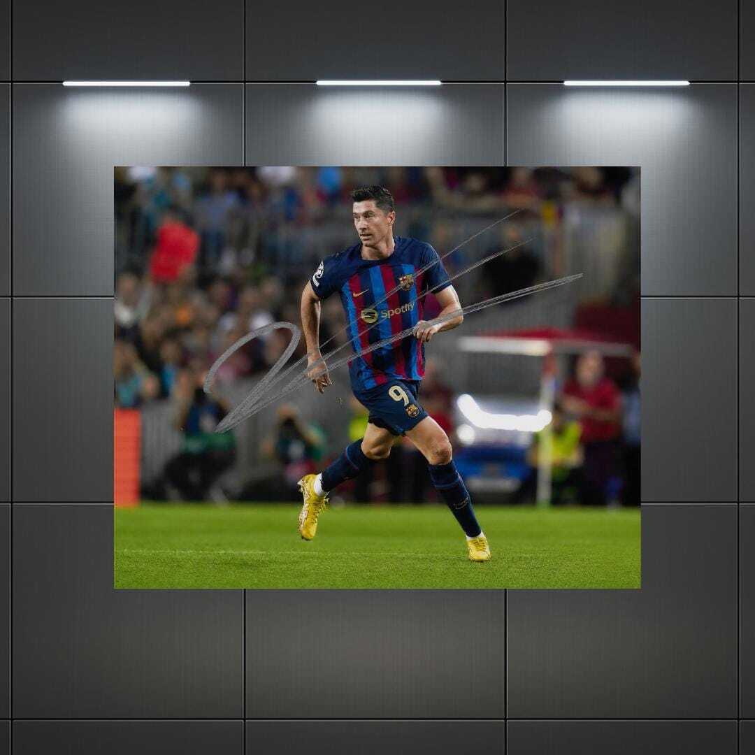Robert Lewandowski FC Barcelona Signed Photo Print Autograph Wall Art