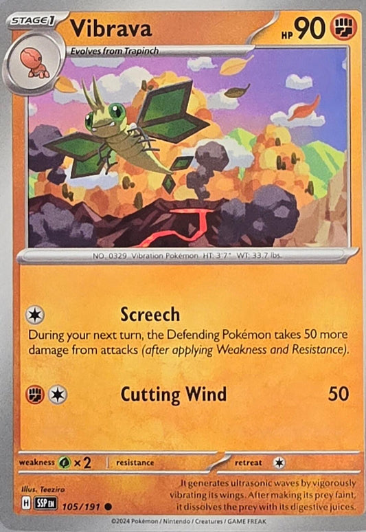 Vibrava (#105/191) Stage 1 Pokémon card Surging Sparks