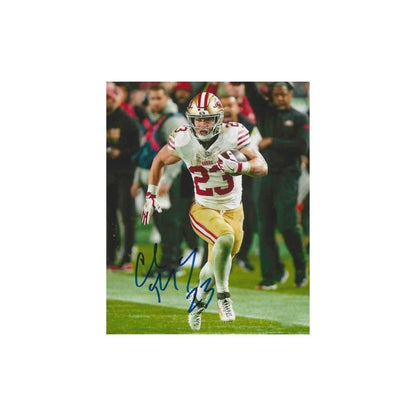 Christian McCaffrey San Francisco 49ers printed signature-style 8x10 photo art reprint design 1, product image 2 of 4; not hand-autographed