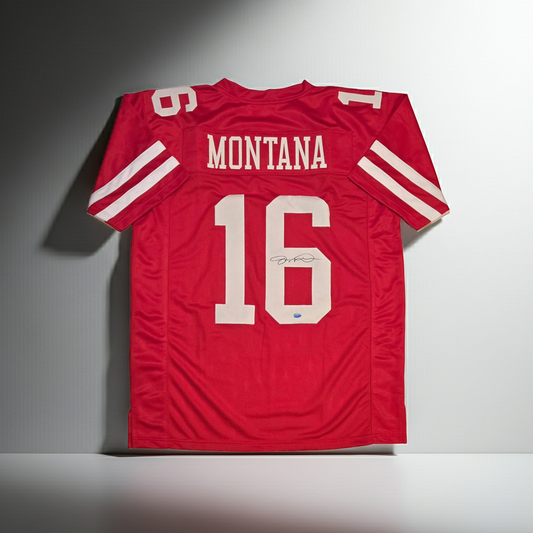 Joe Montana of the San Francisco 49ers signed football jersey COA (XL)