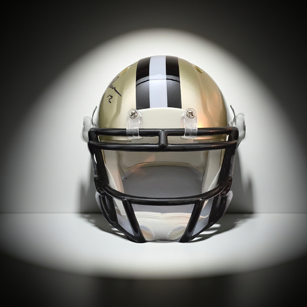 Chris Olave of the New Orleans Saints autographed mini football helmet COA