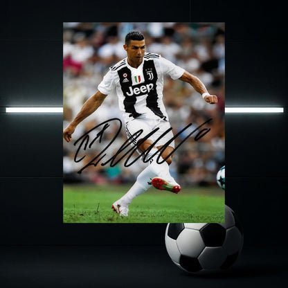 Cristiano Ronaldo Juventus FC printed signature-style 8x10 photo art reprint design 2, product image 3 of 3; not hand-autographed