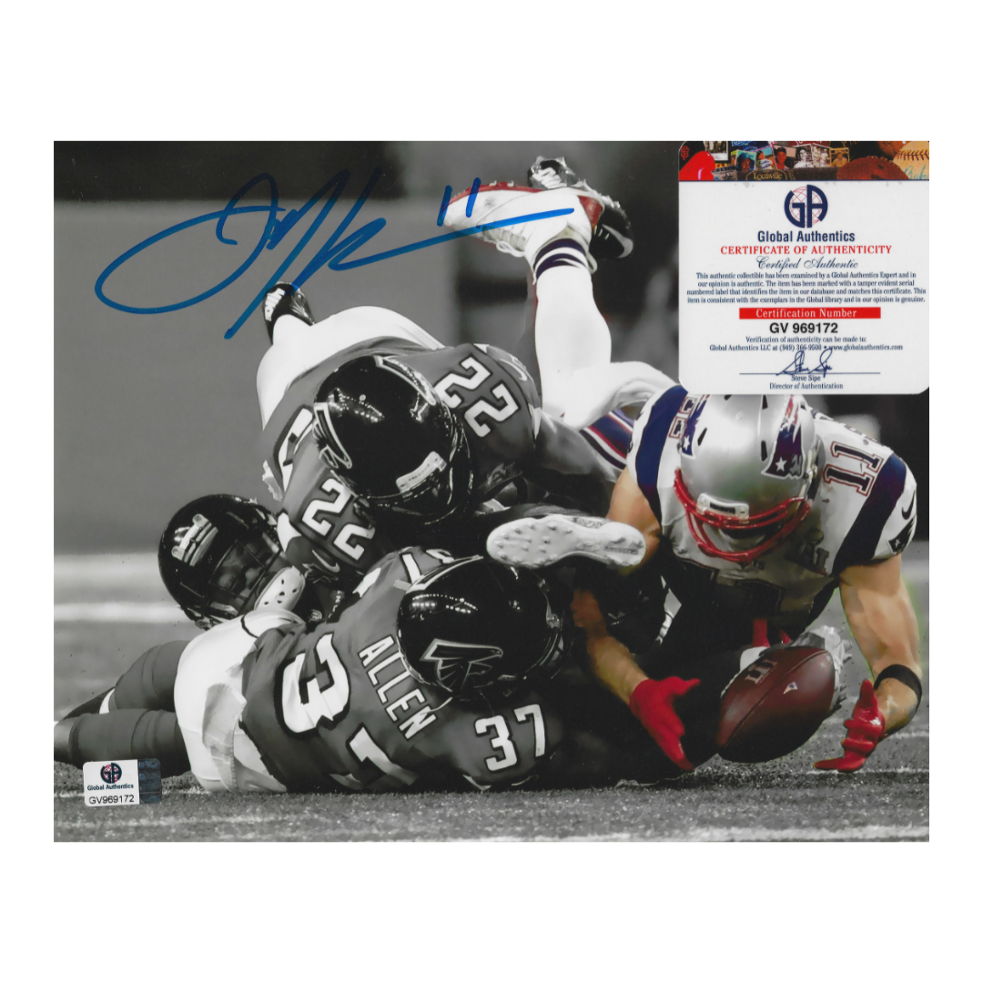 Julian Edelman New England Patriots Autographed 8x10 Photo coa W/Frame