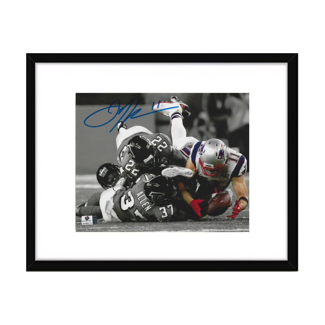 Julian Edelman New England Patriots Autographed 8x10 Photo coa W/Frame