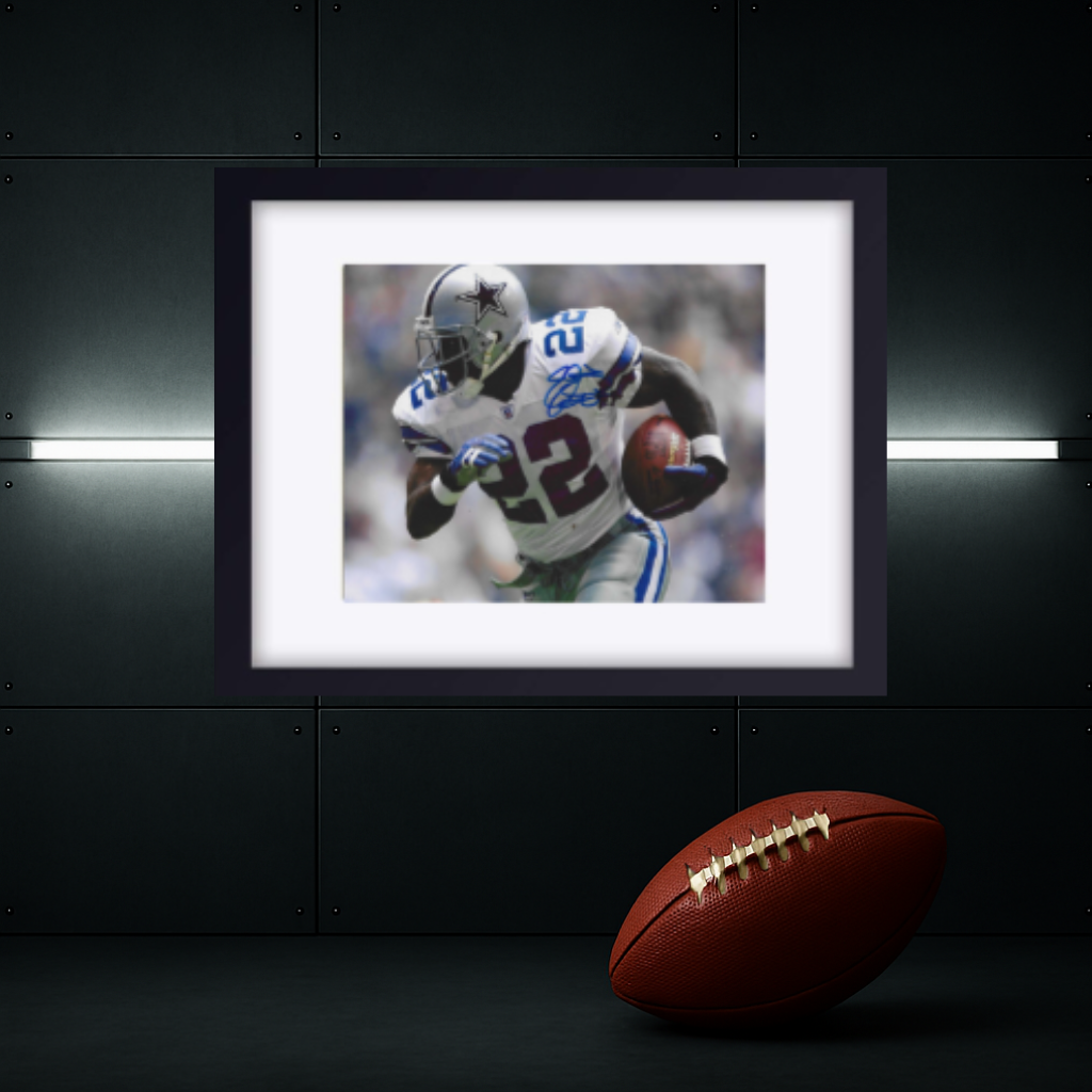 Emmitt Smith of the Dallas Cowboys signed 8x10 photo COA W/Frame
