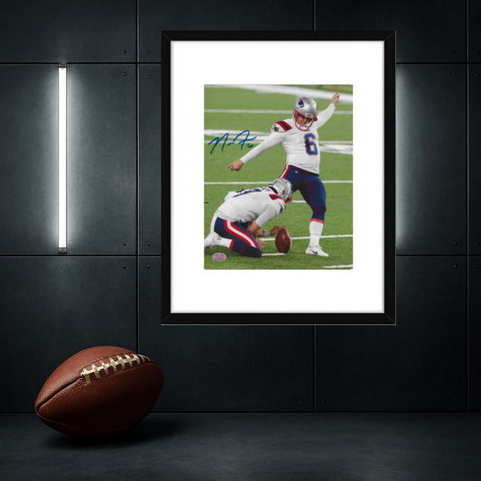 Nick Folk New England Patriots Autographed 8x10 Photo coa W/Frame