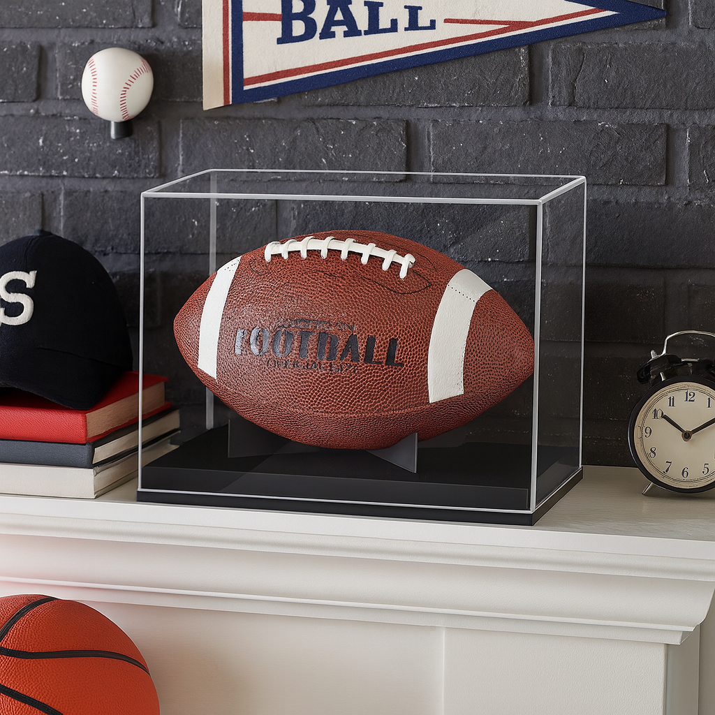 Football Display Case, Acrylic Football Case Display Case Autographed Football Holder
