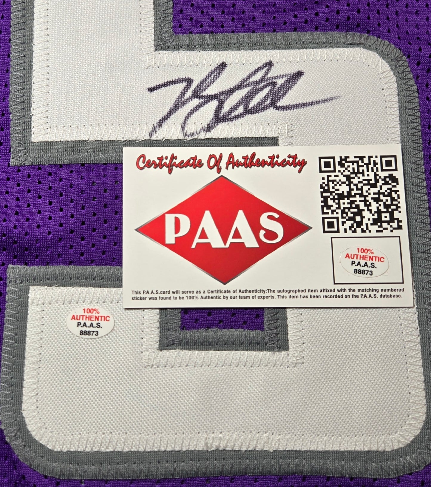 De'Aaron Fox of the Sacramento Kings signed basketball jersey COA