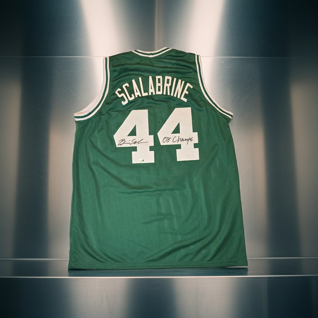 Brian Scalabrine Boston Celtics Autographed & Ins Custom Green Basketball Jersey