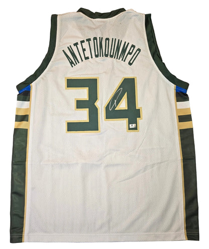 Giannis Antetokounmpo signed Milwaukee Bucks jersey, back view