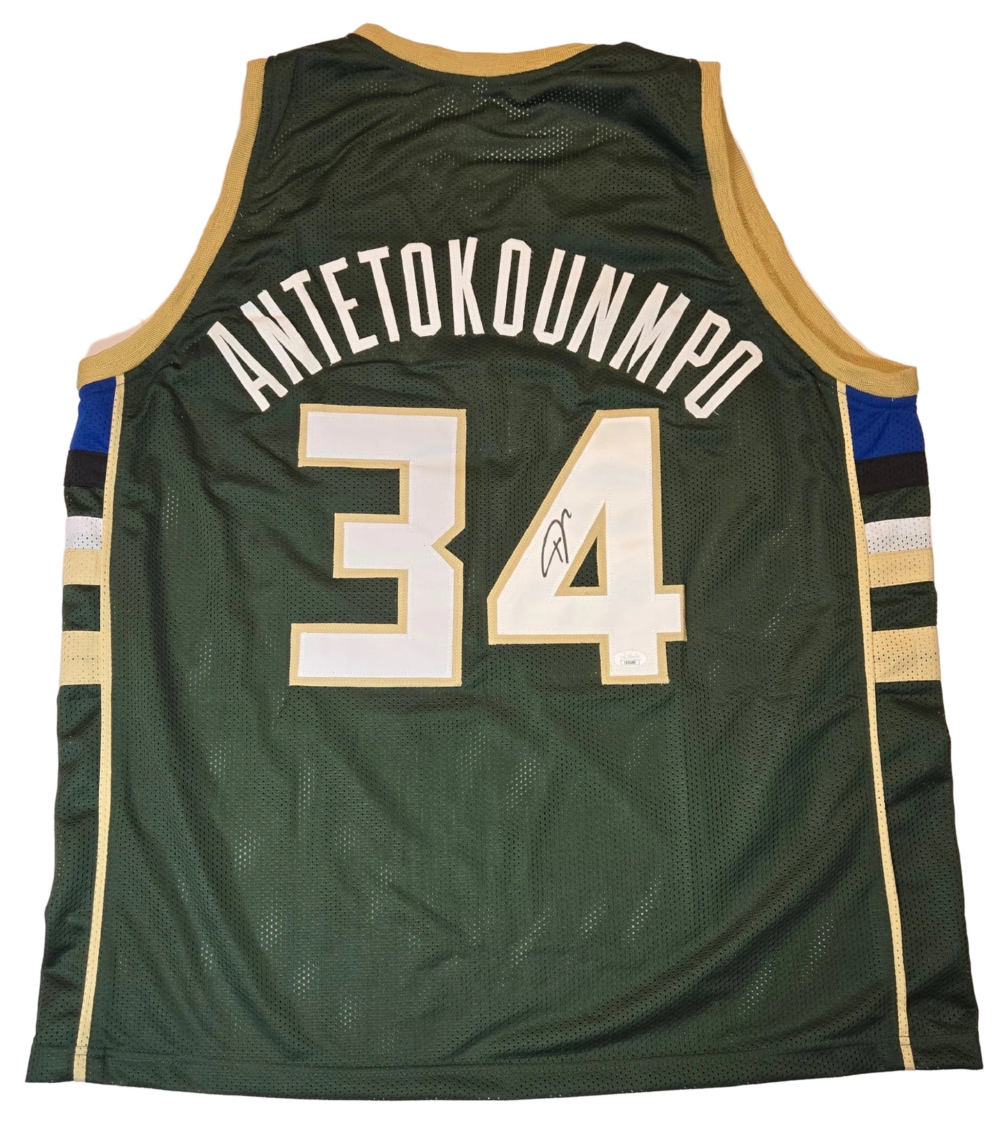 Giannis Antetokounmpo of the Milwaukee Bucks autographed basketball jersey JSA COA