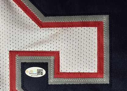 JSA authentication hologram detail for Jack Gibbens signed Patriots football jersey
