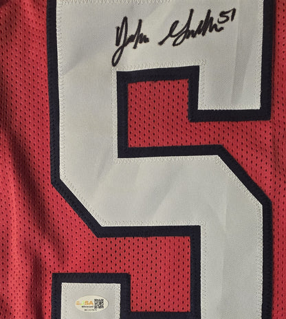 JSA authentication documentation pictured for Jack Gibbens New England Patriots autographed jersey