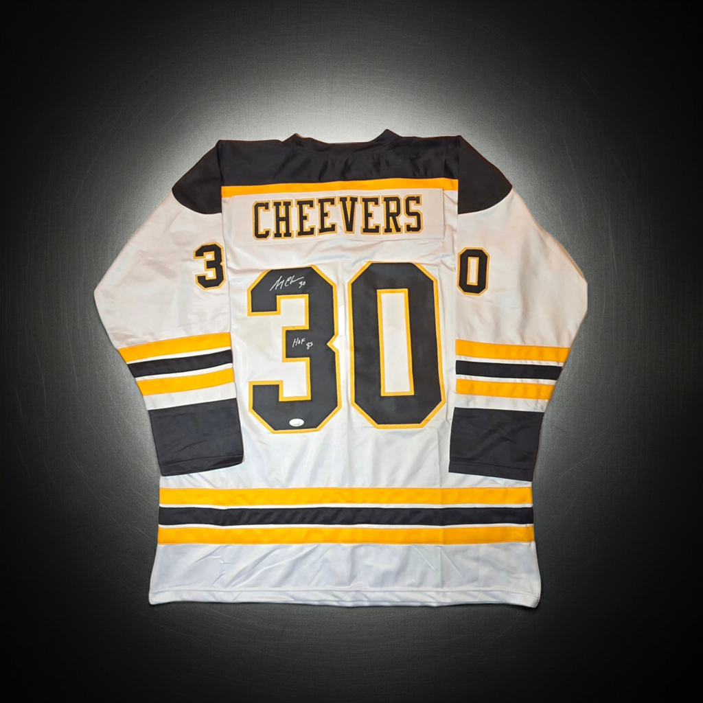 Gerry Cheevers Boston Bruins Autographed Custom Hockey Jersey coa
