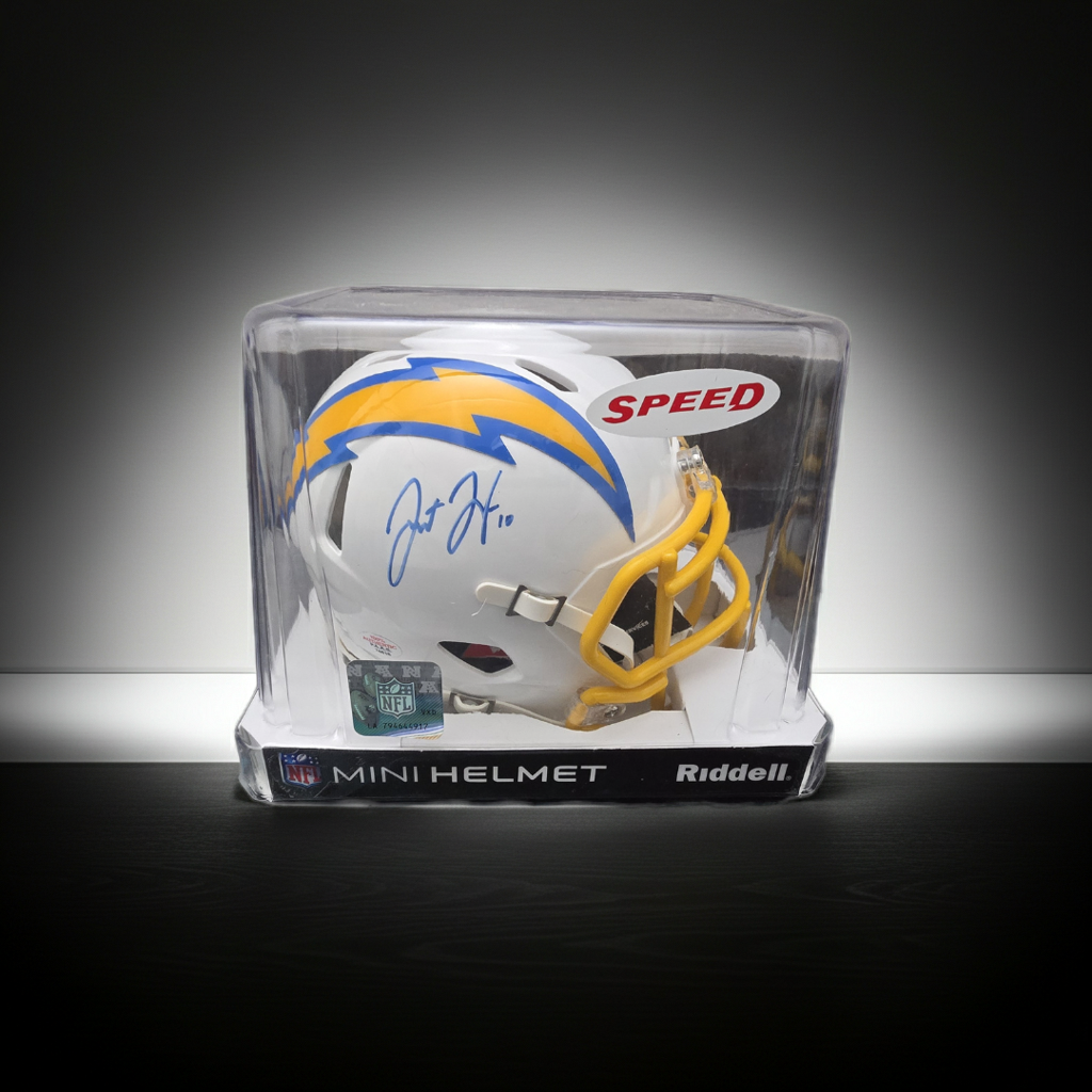 Justin Herbert of the LA Chargers signed mini football helmet COA