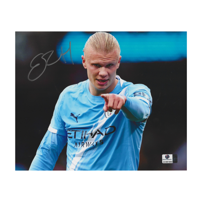 Erling Haaland Manchester City autographed 8x10 photograph, separate photo view