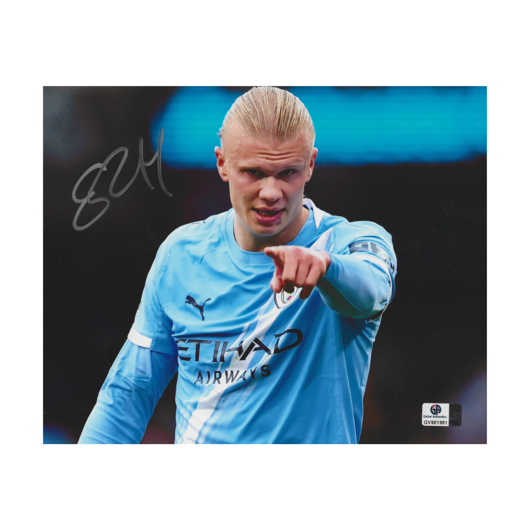 Erling Haaland Manchester City Autographed 8x10 Photo coa W/Frame