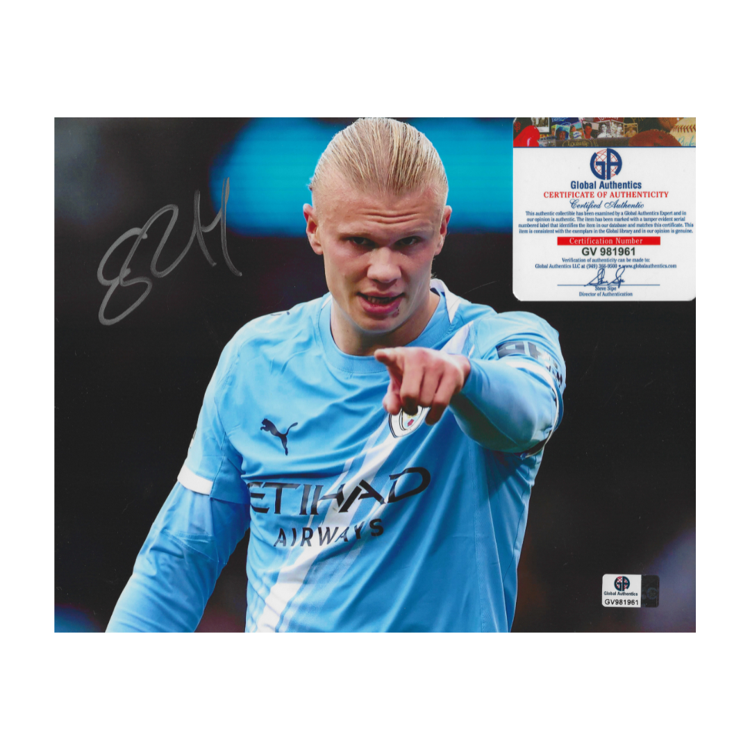 Erling Haaland Manchester City Autographed 8x10 Photo coa W/Frame
