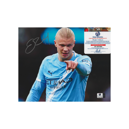 Certificate of authenticity pictured for Erling Haaland Manchester City signed 8x10 photo