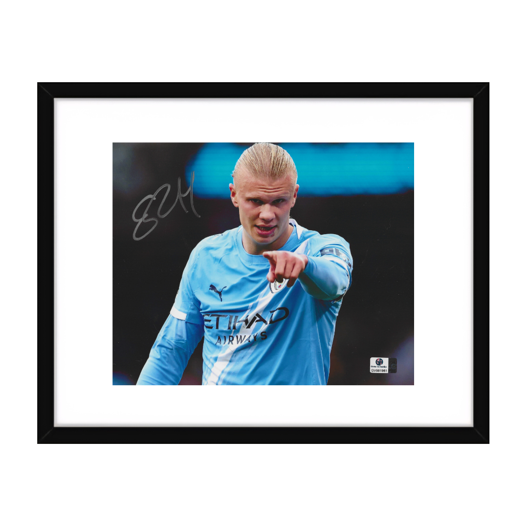 Erling Haaland Manchester City Autographed 8x10 Photo coa W/Frame