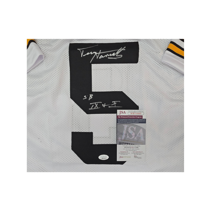 Terry Hanratty Pittsburgh Steelers autographed home jersey detail