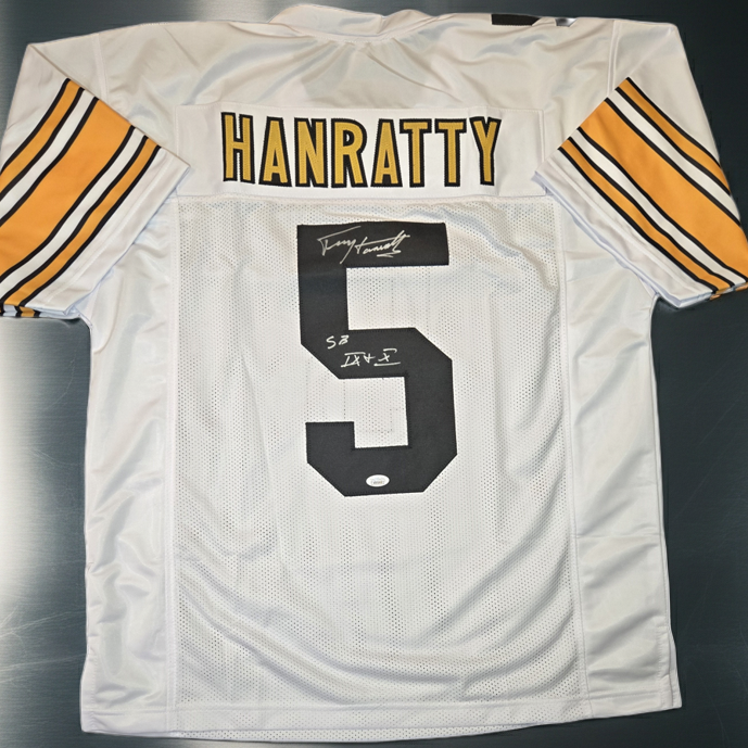 Terry Hanratty Pittsburgh Steelers Autographed & Insc Custom Football Jersey coa (XL)