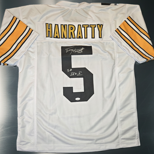 Terry Hanratty Pittsburgh Steelers Autographed & Insc Custom Football Jersey coa (XL)