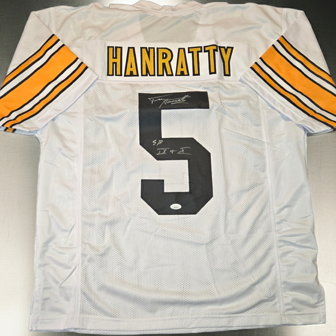 Terry Hanratty Pittsburgh Steelers Autographed Home Football Jersey coa (XL)