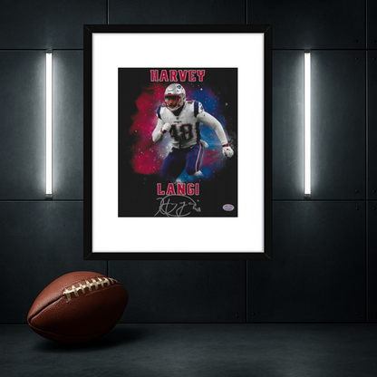 Harvey Langi New England Patriots autographed framed 8x10 football photo with Full Time COA