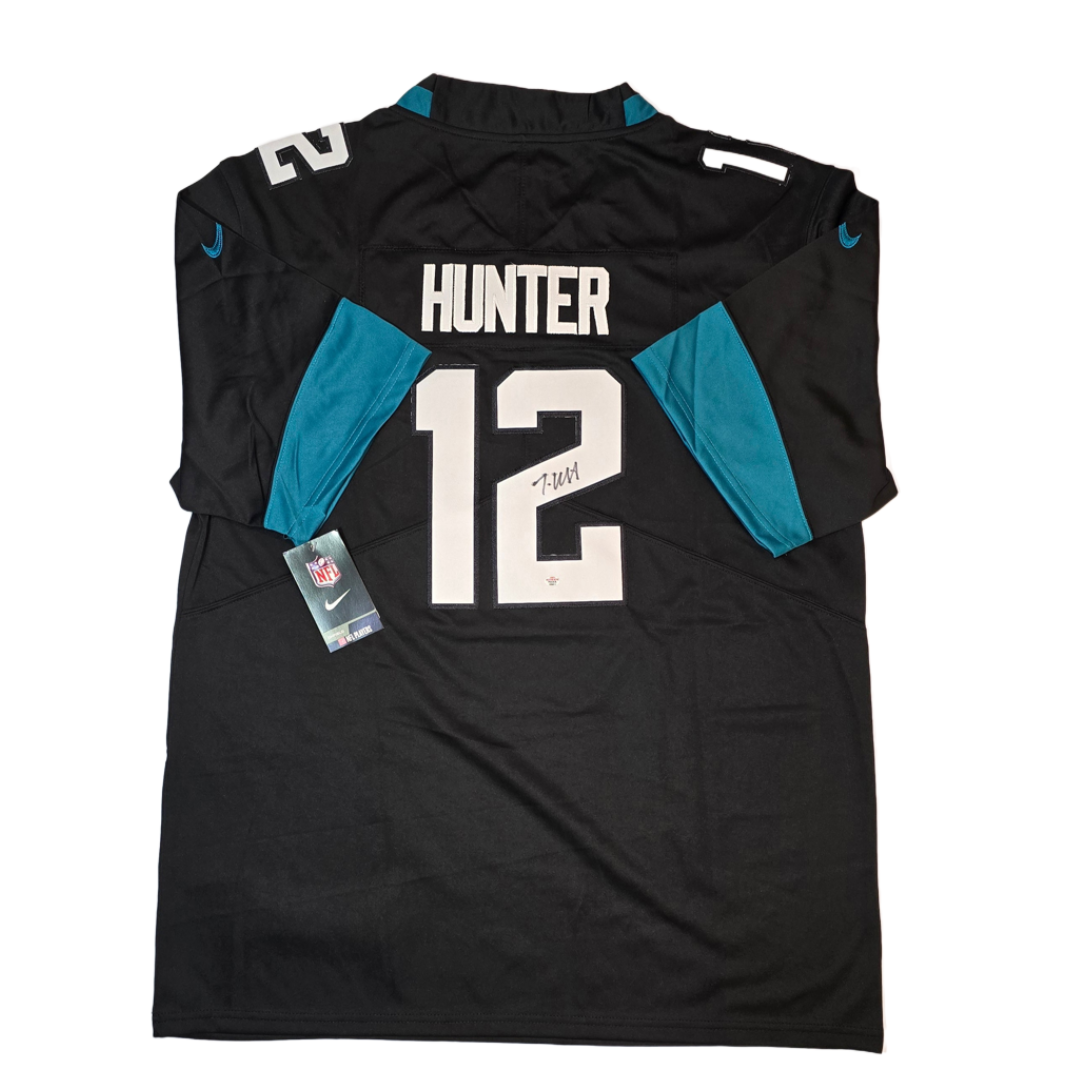 Travis Hunter of the Jacksonville Jaguars autographed football jersey COA (XL)