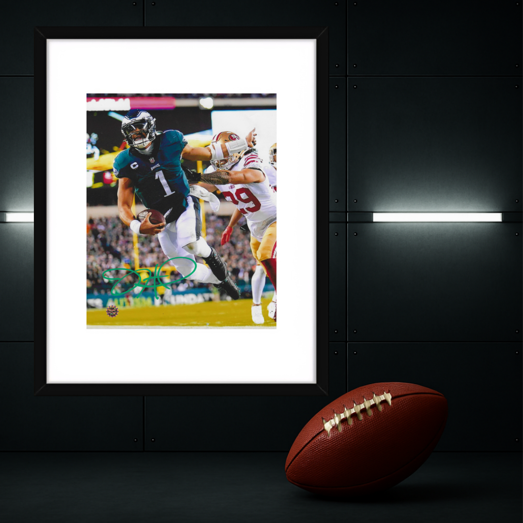 JALEN HURTS SIGNED 8X10 PHOTO Philadelphia EAGLES With COA W/Frame