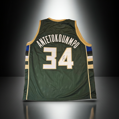Giannis Antetokounmpo Milwaukee Bucks autographed basketball jersey with JSA COA