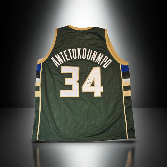 Giannis Antetokounmpo of the Milwaukee Bucks autographed basketball jersey JSA COA
