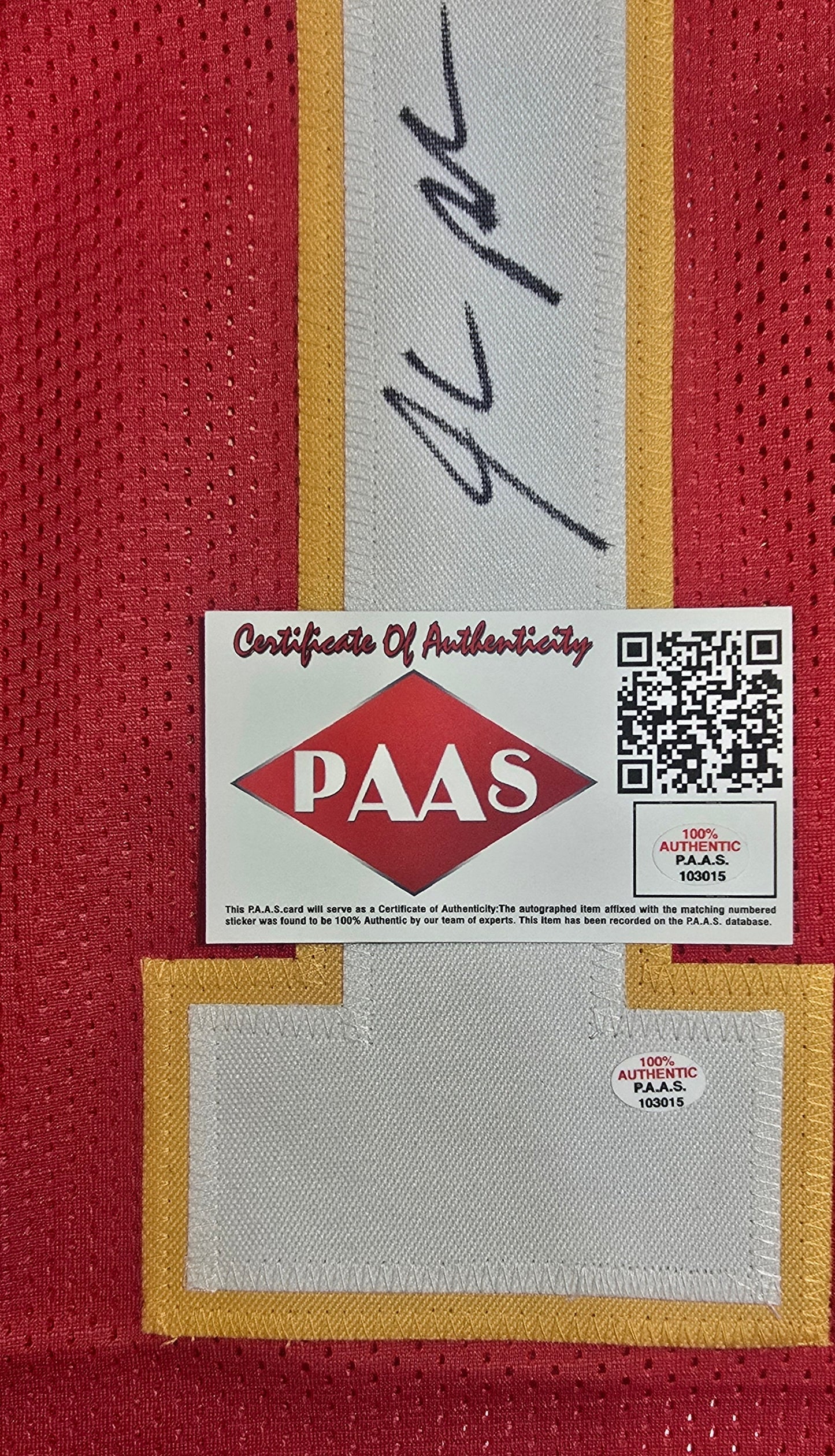 Isiah Pacheco of the KC Chiefs autographed football jersey COA (XL)