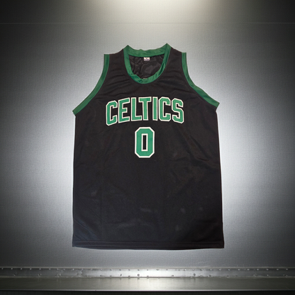 Front view of Jayson Tatum Boston Celtics autographed basketball jersey with COA