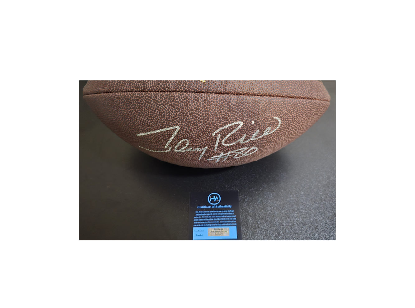 Jerry Rice Signed Football With Heritage COA - Fan Freaks