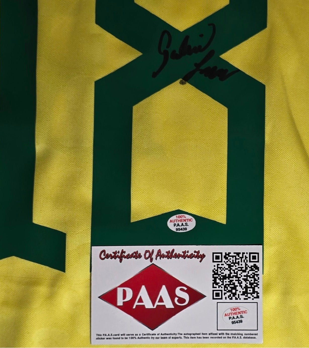 Gabriel Jesus of Brasil signed soccer jersey COA