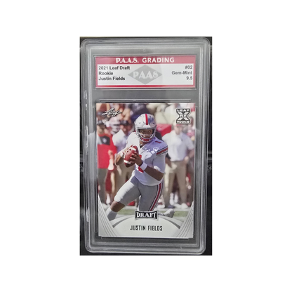 Justin Fields Ohio State Buckeyes 2021 Leaf Draft rookie card graded PAAS Gem Mint 9.5, first image