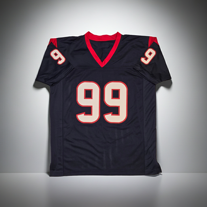 J.J. Watt Houston Texans signed football jersey, front view