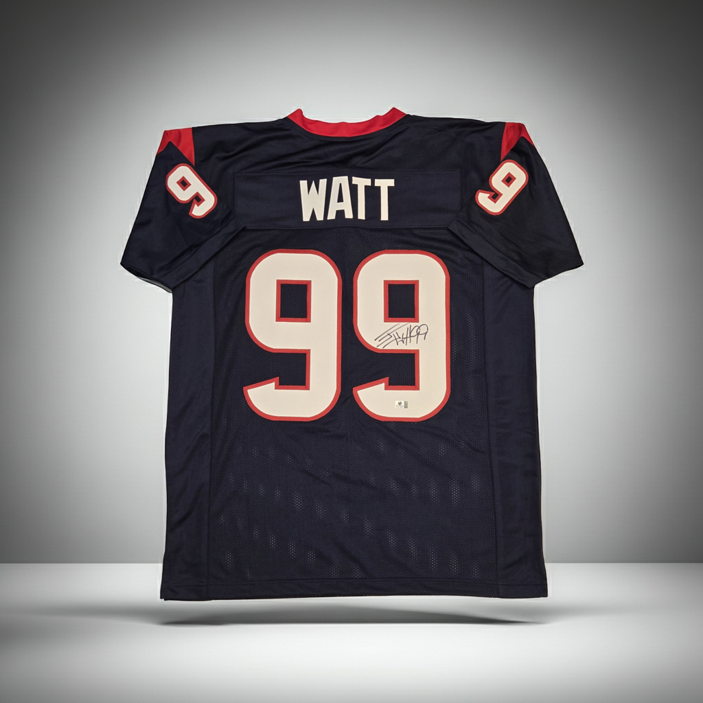 J.J. Watt Houston Texans Autographed Football Jersey coa (XL)