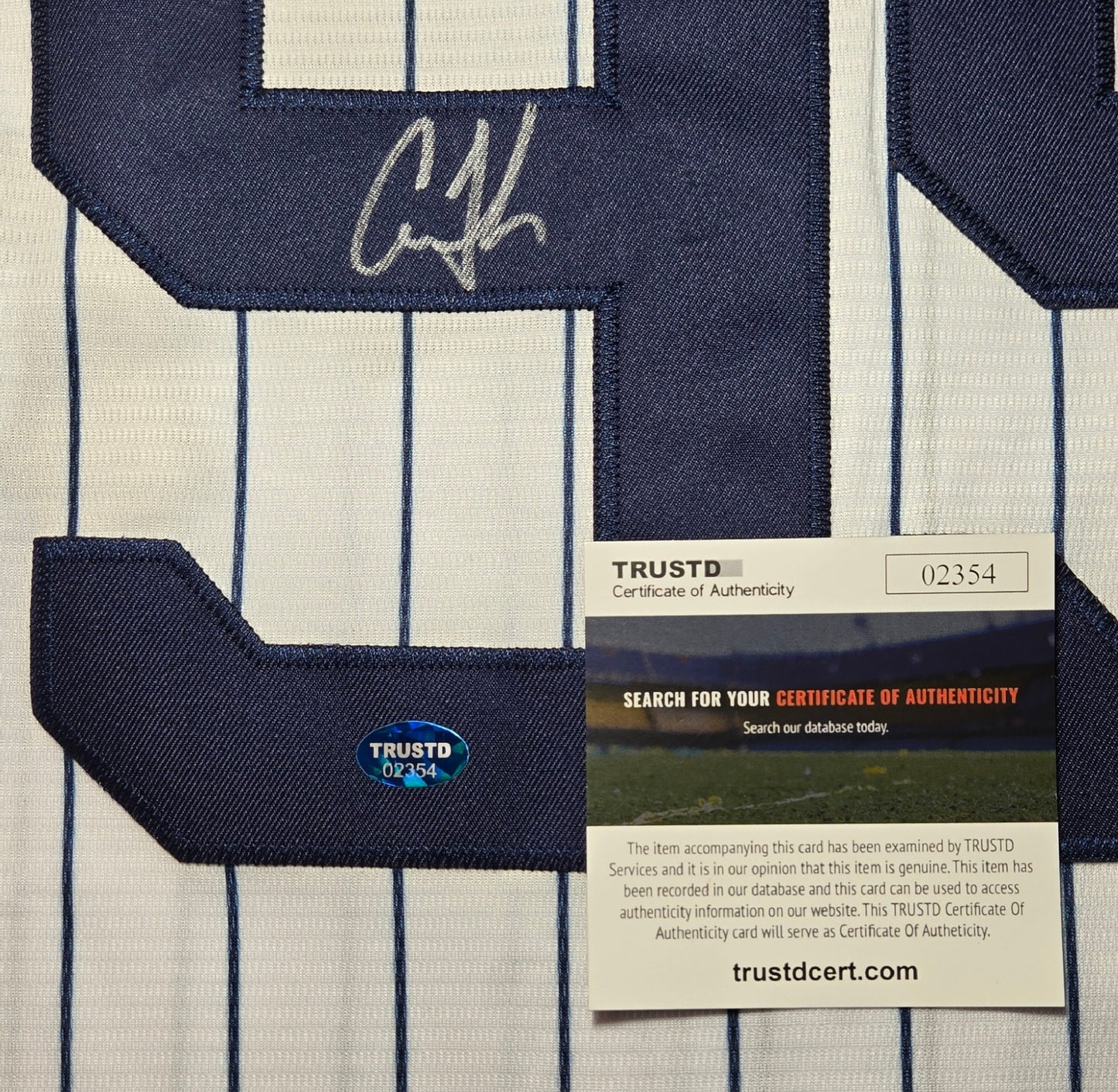 Aaron Judge of the NY Yankees autographed baseball jersey TAA COA