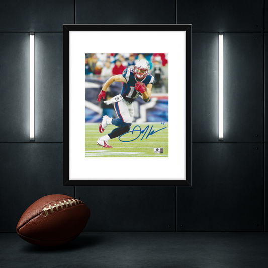 Julian Edelman New England Patriots Autographed 8x10 Photo coa W/Frame