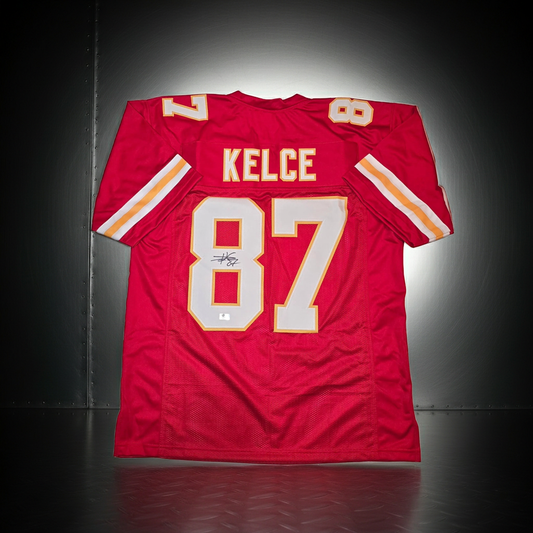 Travis Kelce Kansas City Chiefs Autographed Custom Football Jersey coa (XL)