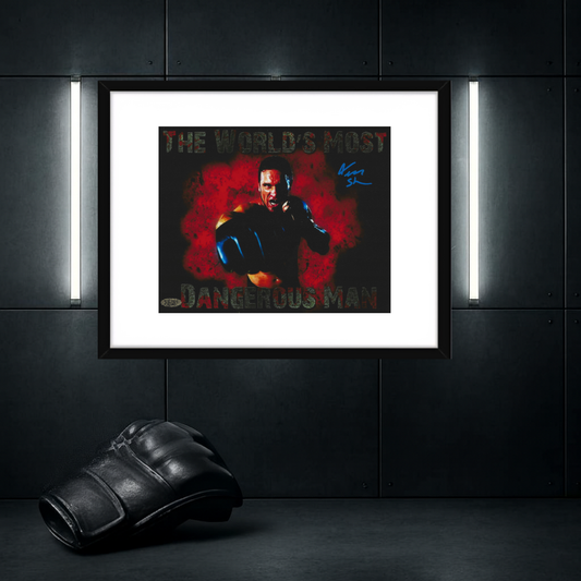 KEN SHAMROCK AUTOGRAPHED 8X10 PHOTO WORLDS MOST DANGEROUS MAN COA W/Frame
