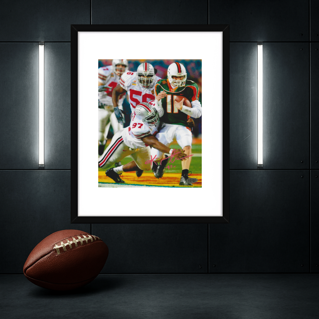 KENNY PETERSON AUTOGRAPHED 8X10 PHOTO WITH COA OHIO STATE W/Frame