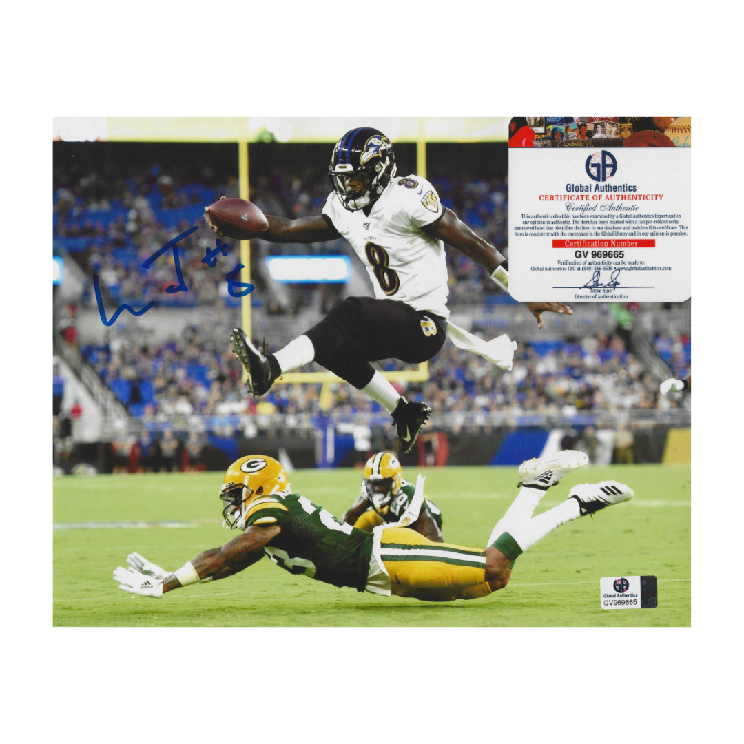 Lamar Jackson Baltimore Ravens Autographed 8x10 Photo coa W/Frame
