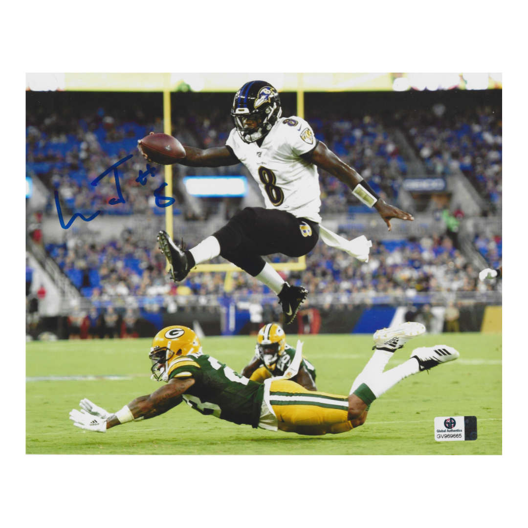 Lamar Jackson Baltimore Ravens Autographed 8x10 Photo coa W/Frame