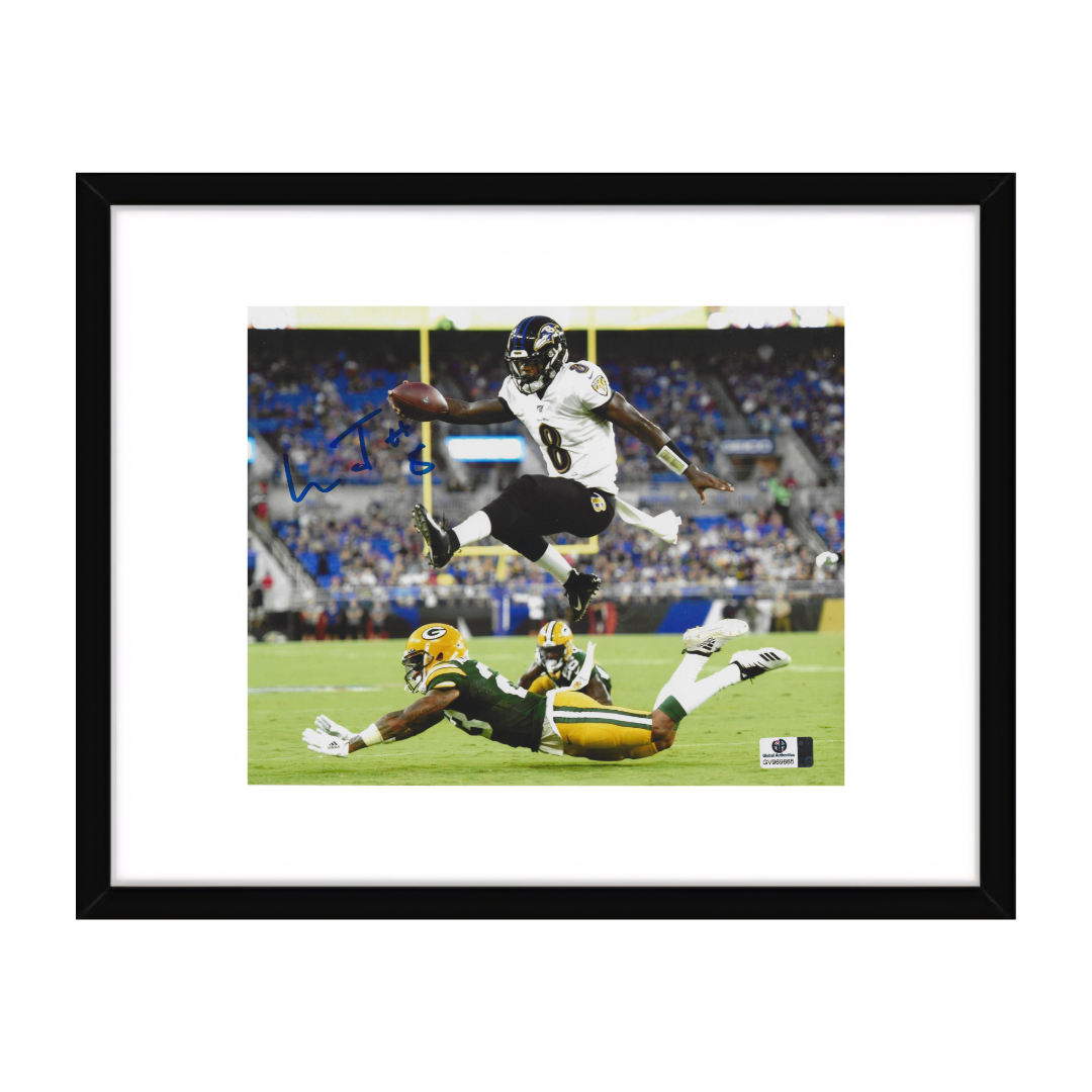 Lamar Jackson Baltimore Ravens Autographed 8x10 Photo coa W/Frame